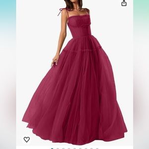 Maroon tulle ballgown